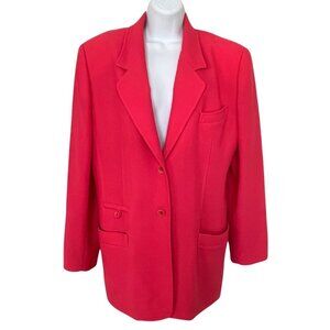Vintage Burberry of London Coral Red Wool 2 button Jacket Blazer Women's Size XL